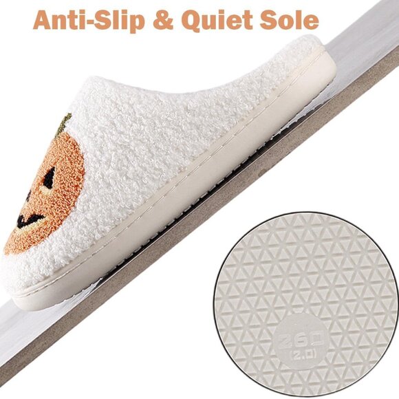 Pumpkin Slippers Womens Mens House Slippers - Picture 3 of 5